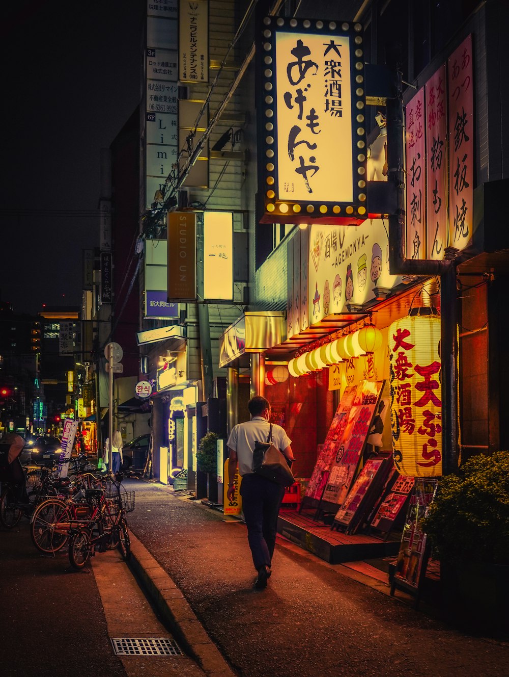 a person walking down a street