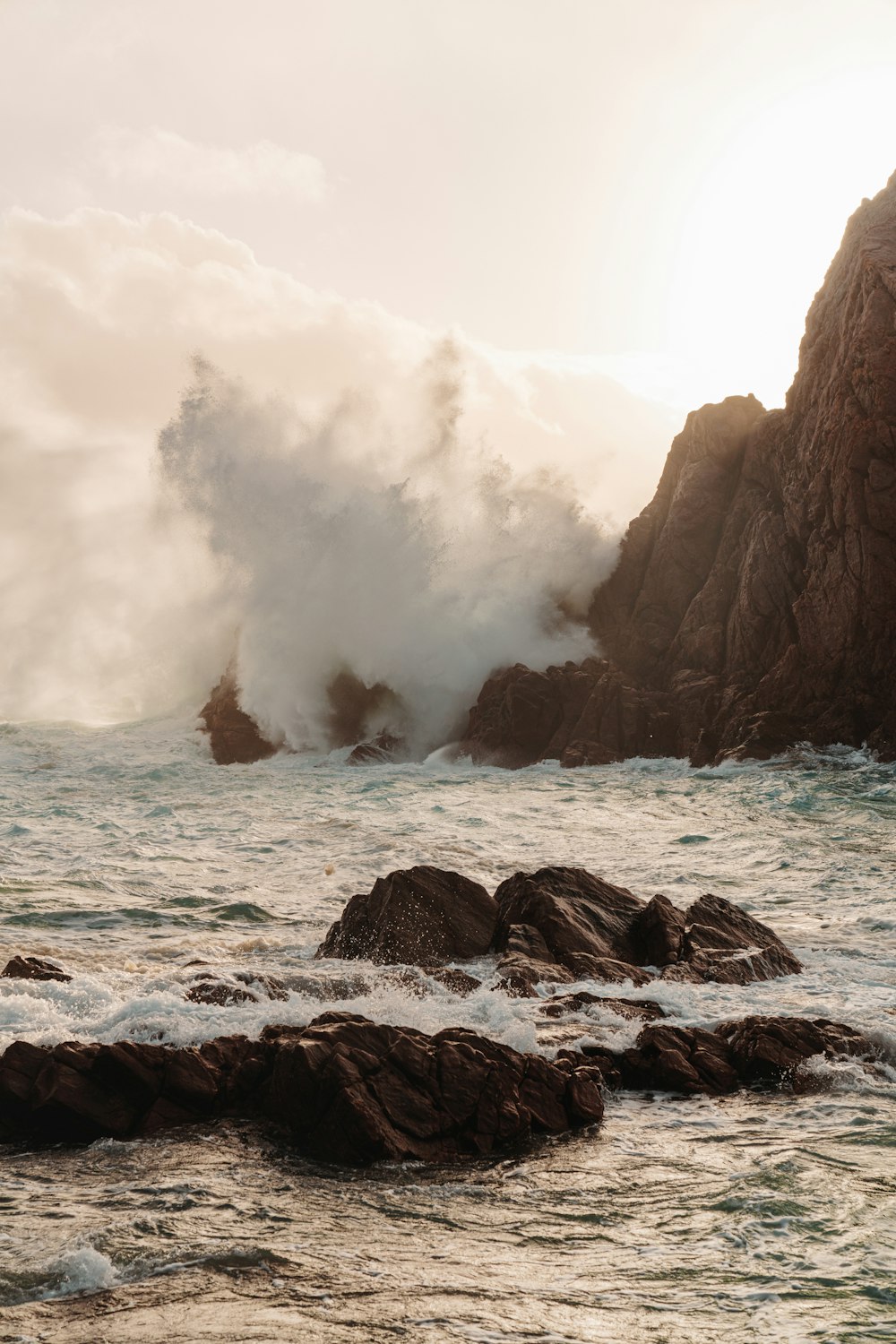 waves crashing against rocks