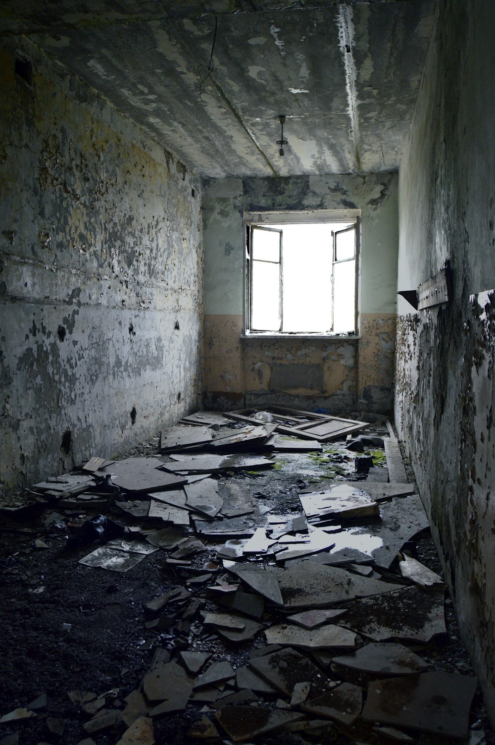 a room that has debris all over it