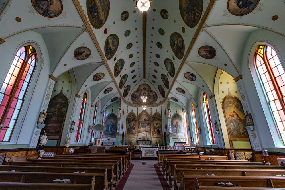 a large church with stained glass windows