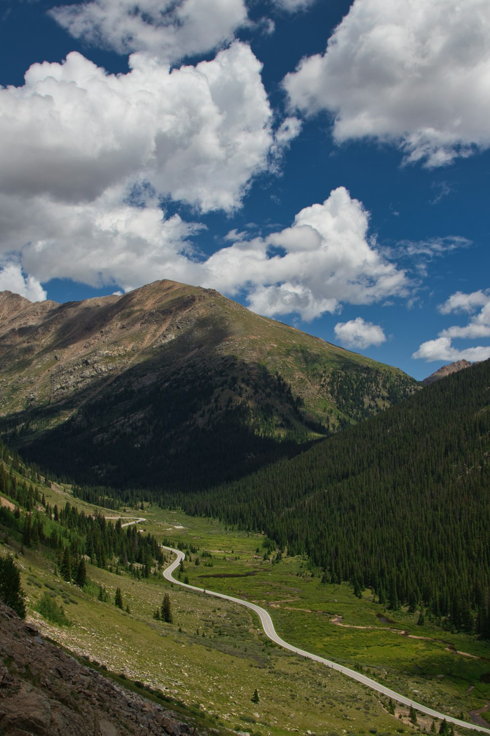 a road going through a valley