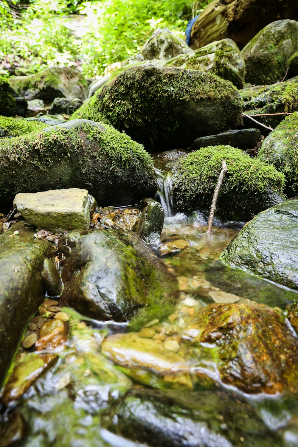 a stream of water flowing over rocks