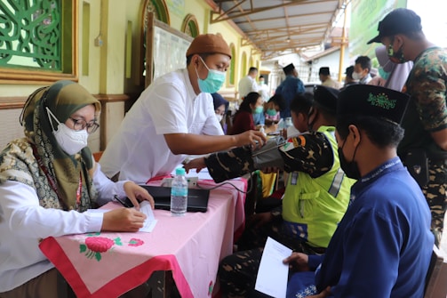 a group of people in a room