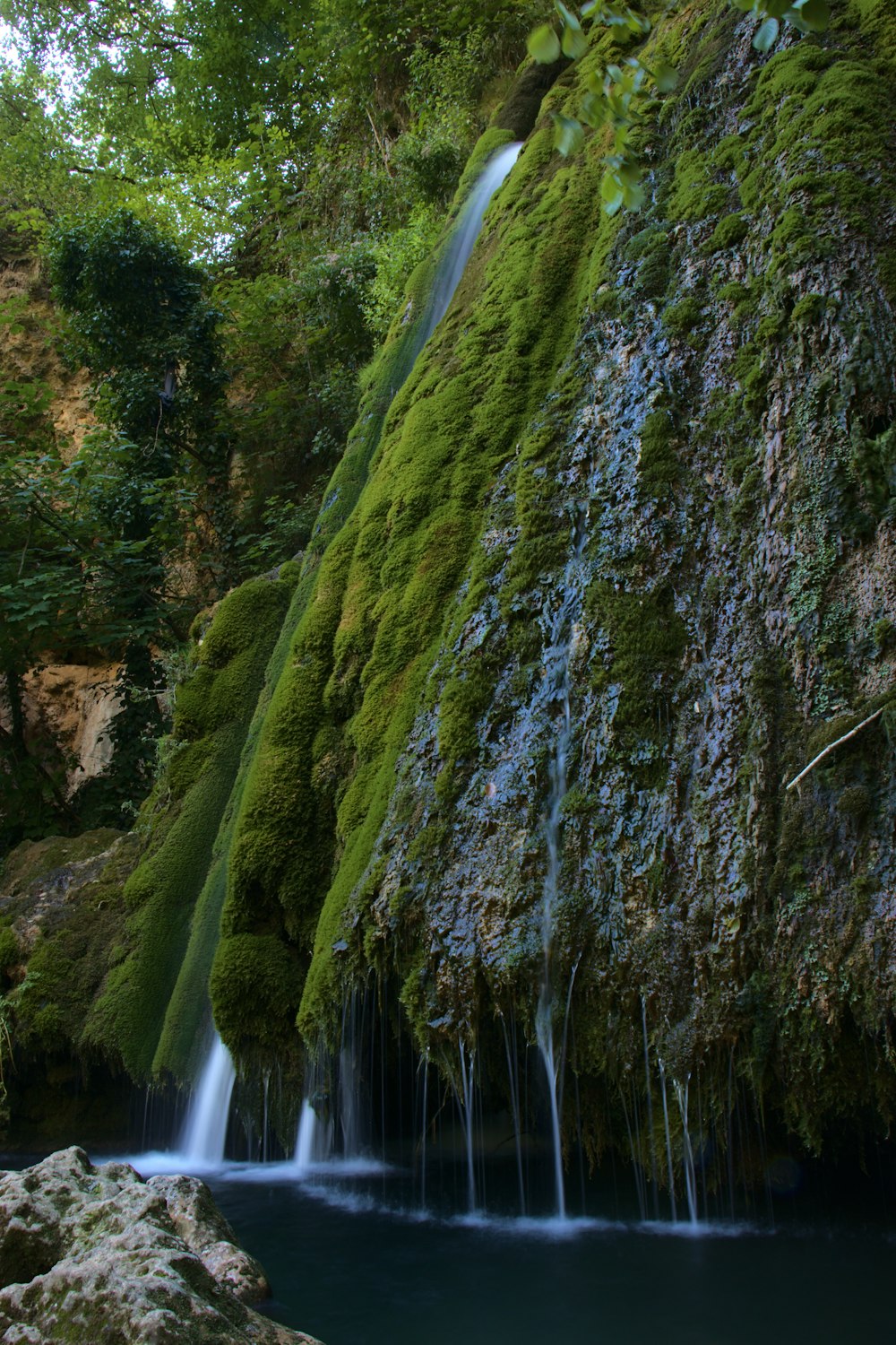 a waterfall in a forest