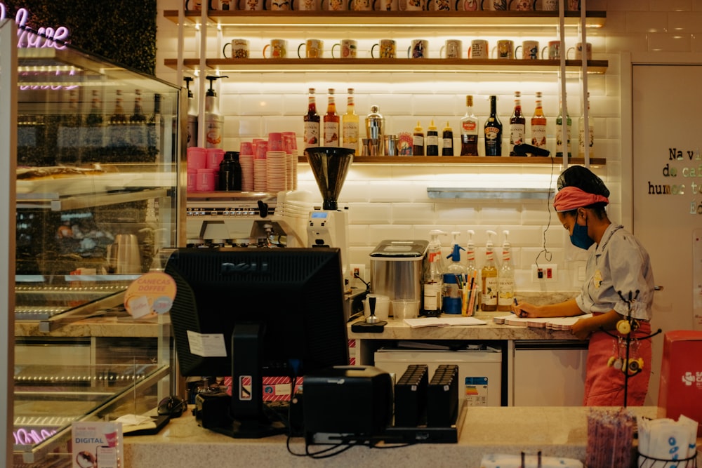 a person in a restaurant kitchen