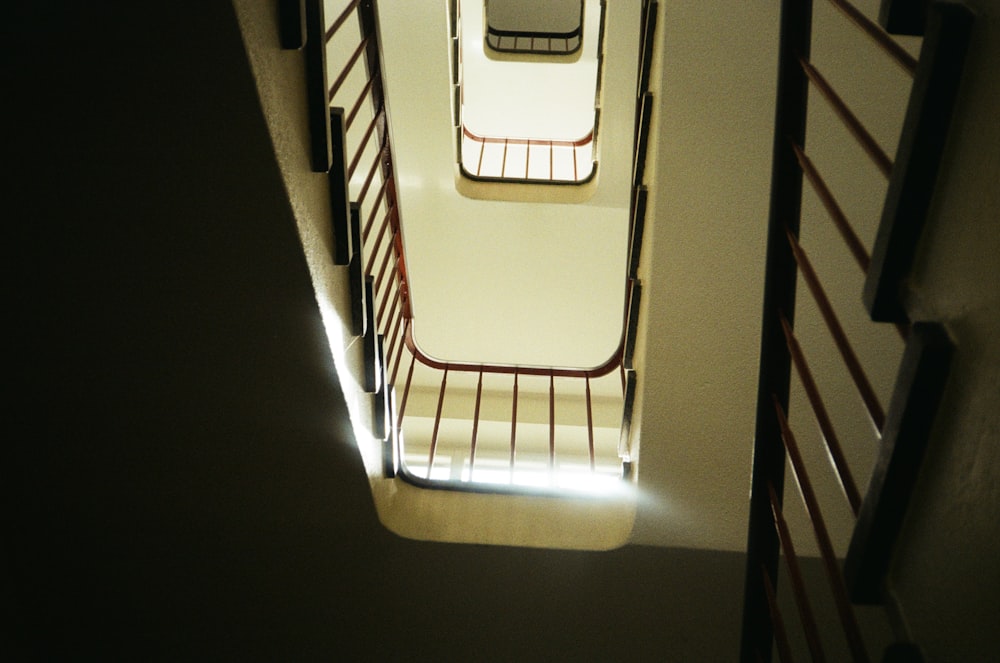 a staircase with a railing