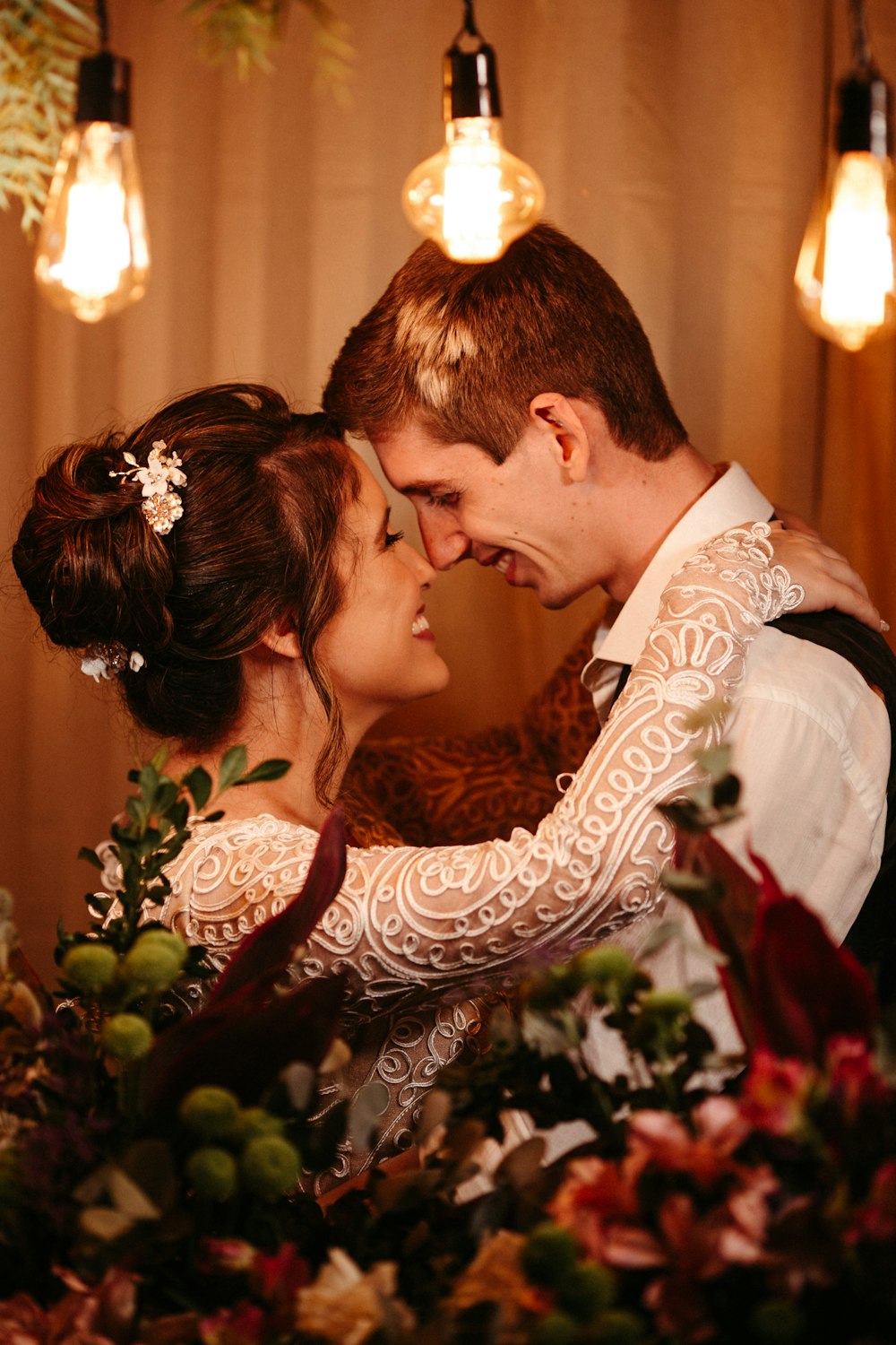 a man and woman kissing