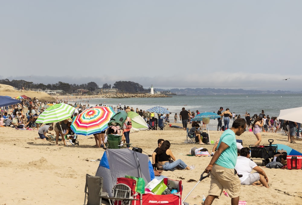 a crowd of people at a beach