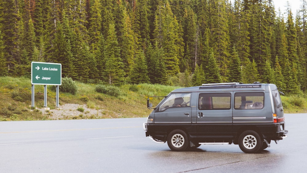 a van parked on a road