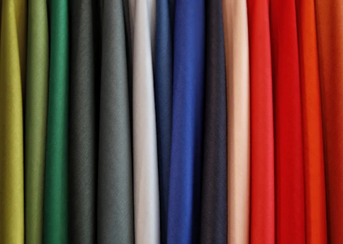 a group of colorful curtains