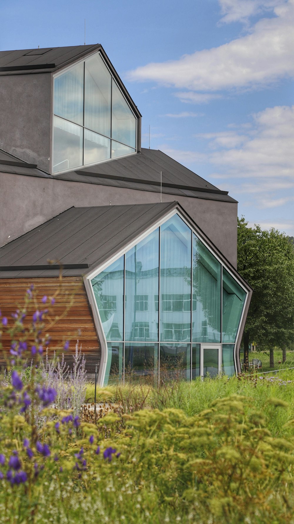 a house with glass windows