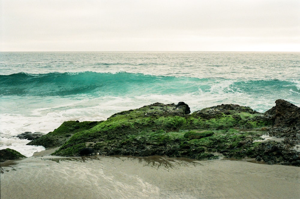 waves crashing on rocks