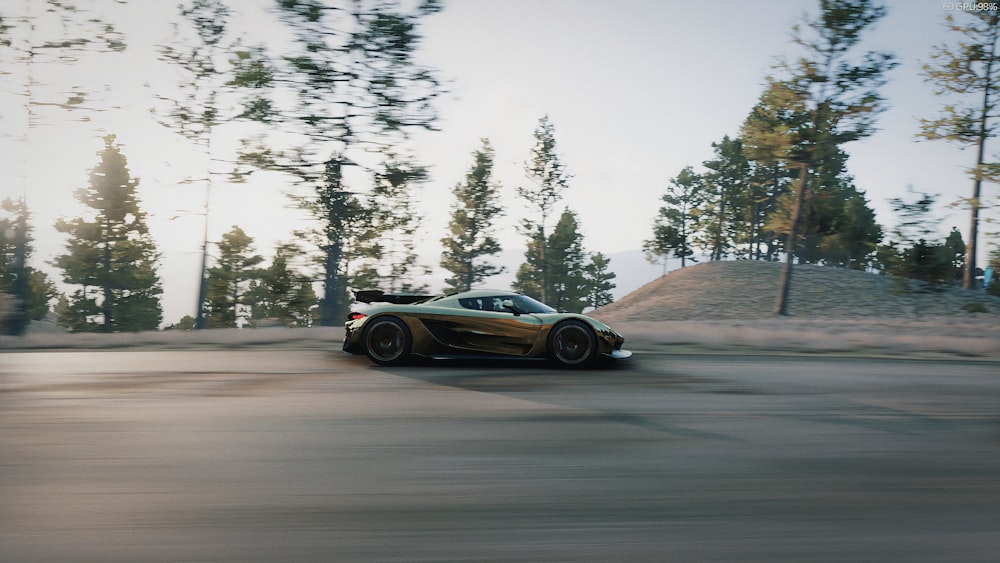 a car driving on a road