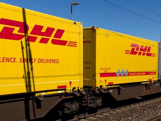 a train travels down the tracks