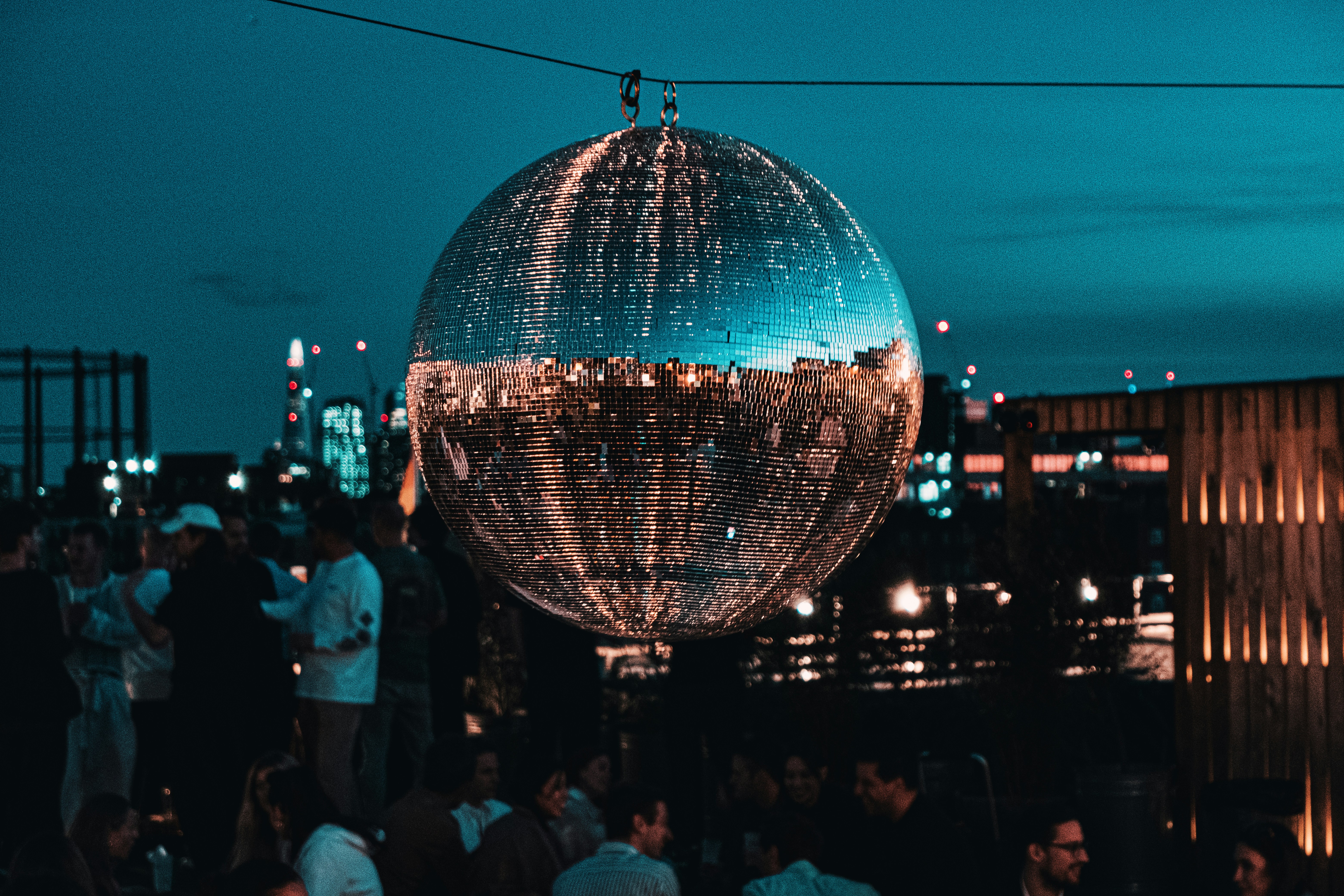 a large lit up balloon