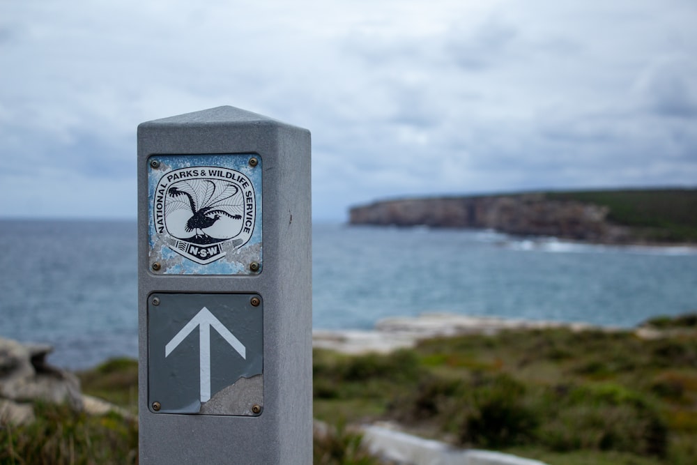 a sign on a post