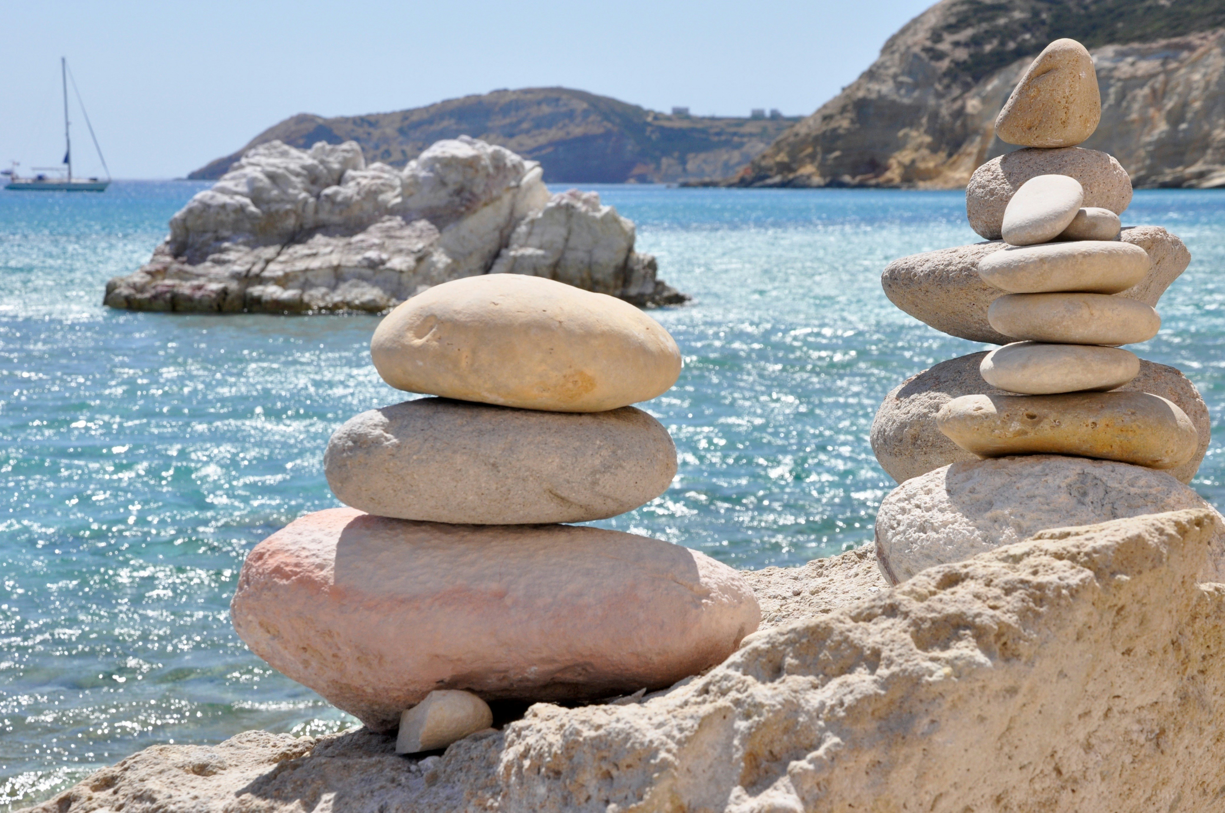a stack of rocks on a beach