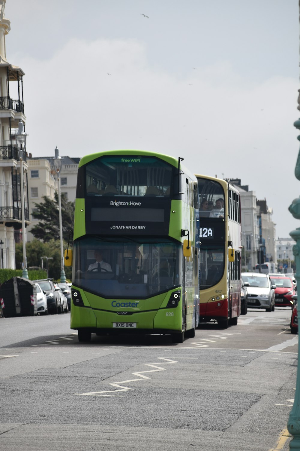 double decker buses on the street