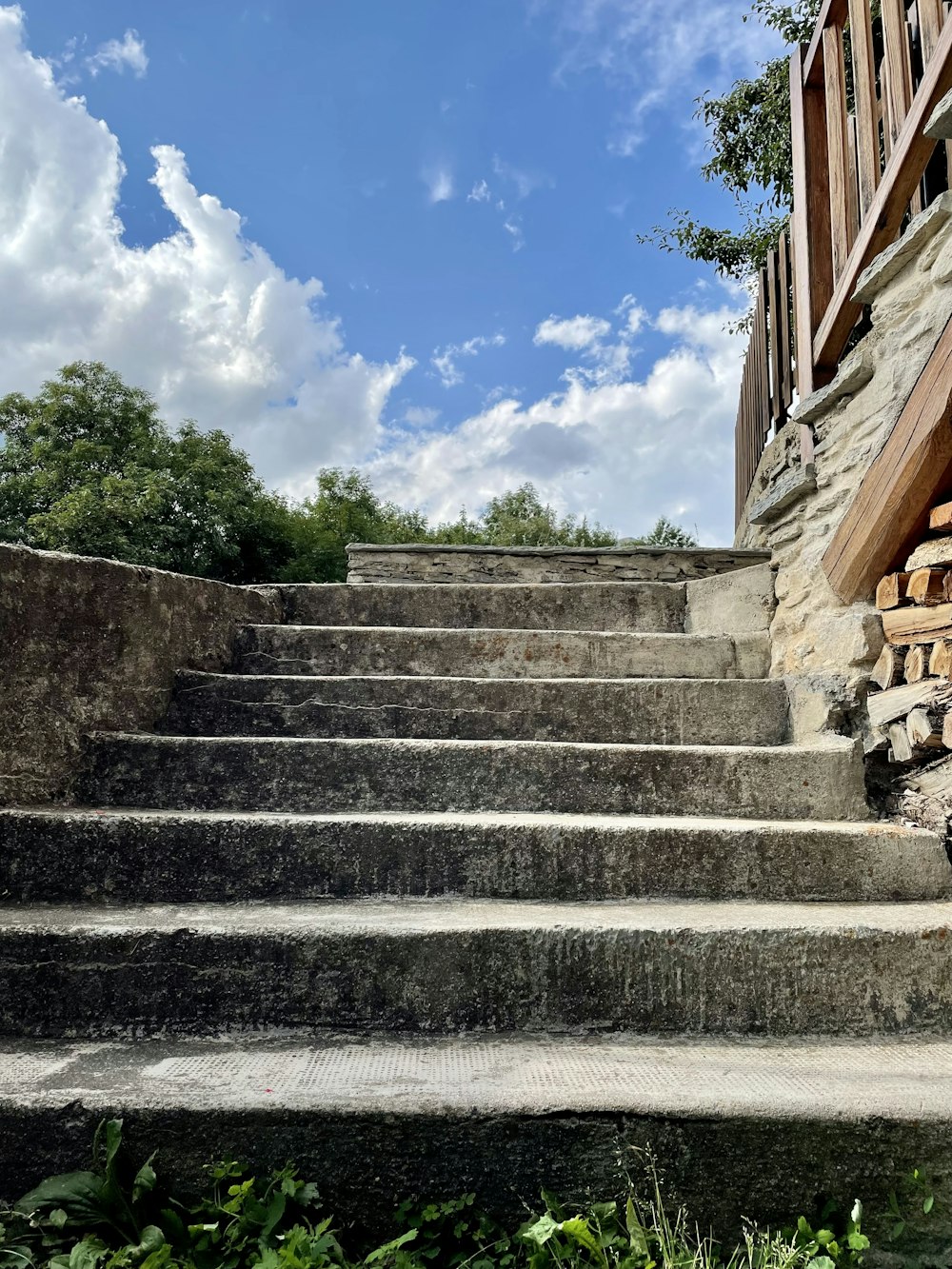 a set of stairs leading up to a building