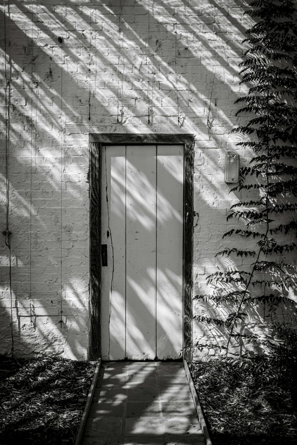 a door in a brick wall