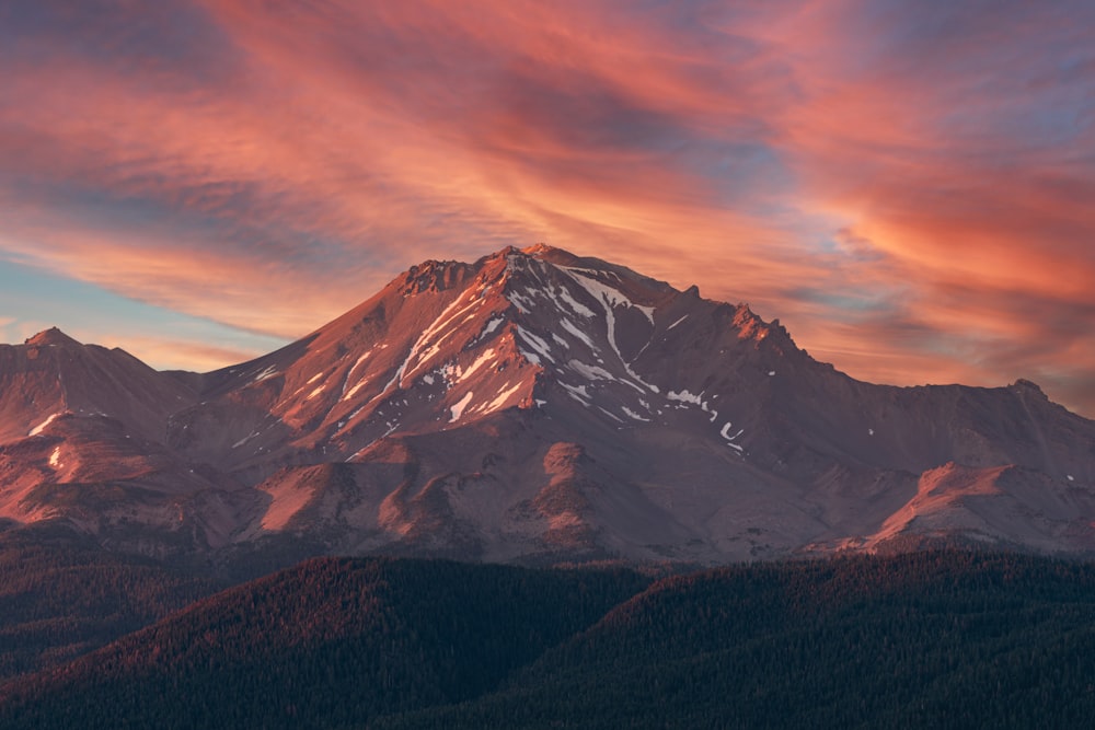 a mountain with snow