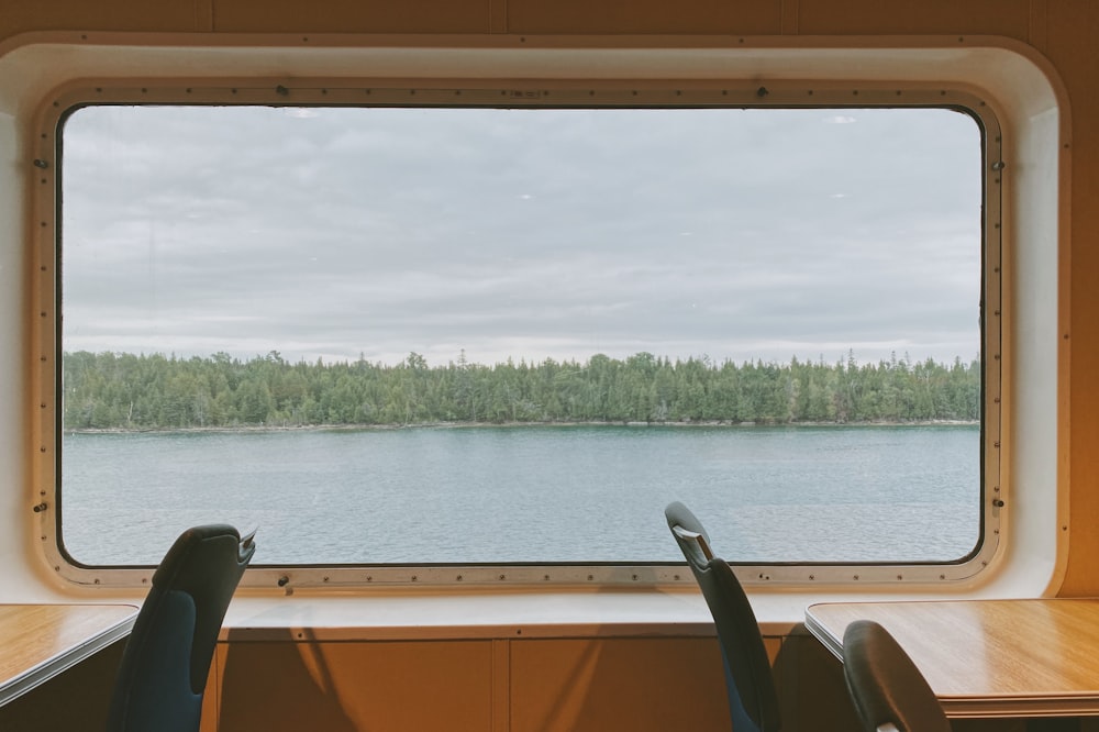 a view of a lake from a boat