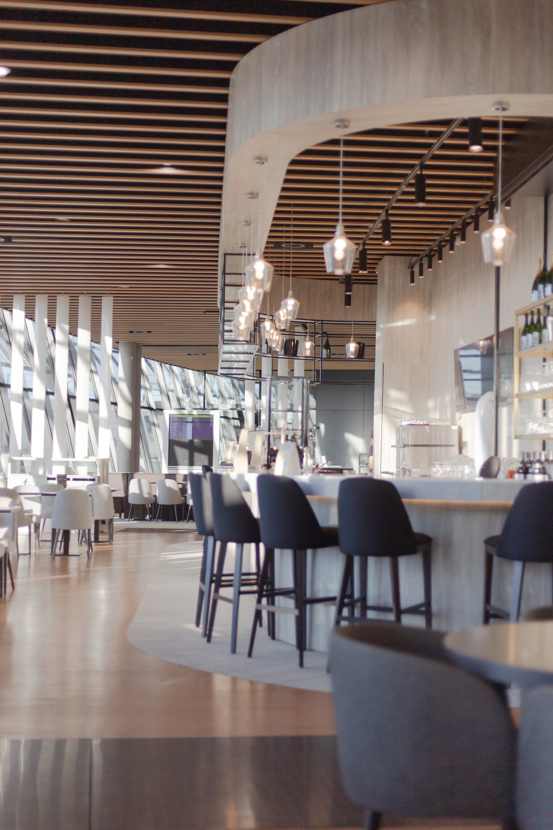 a room with tables and chairs