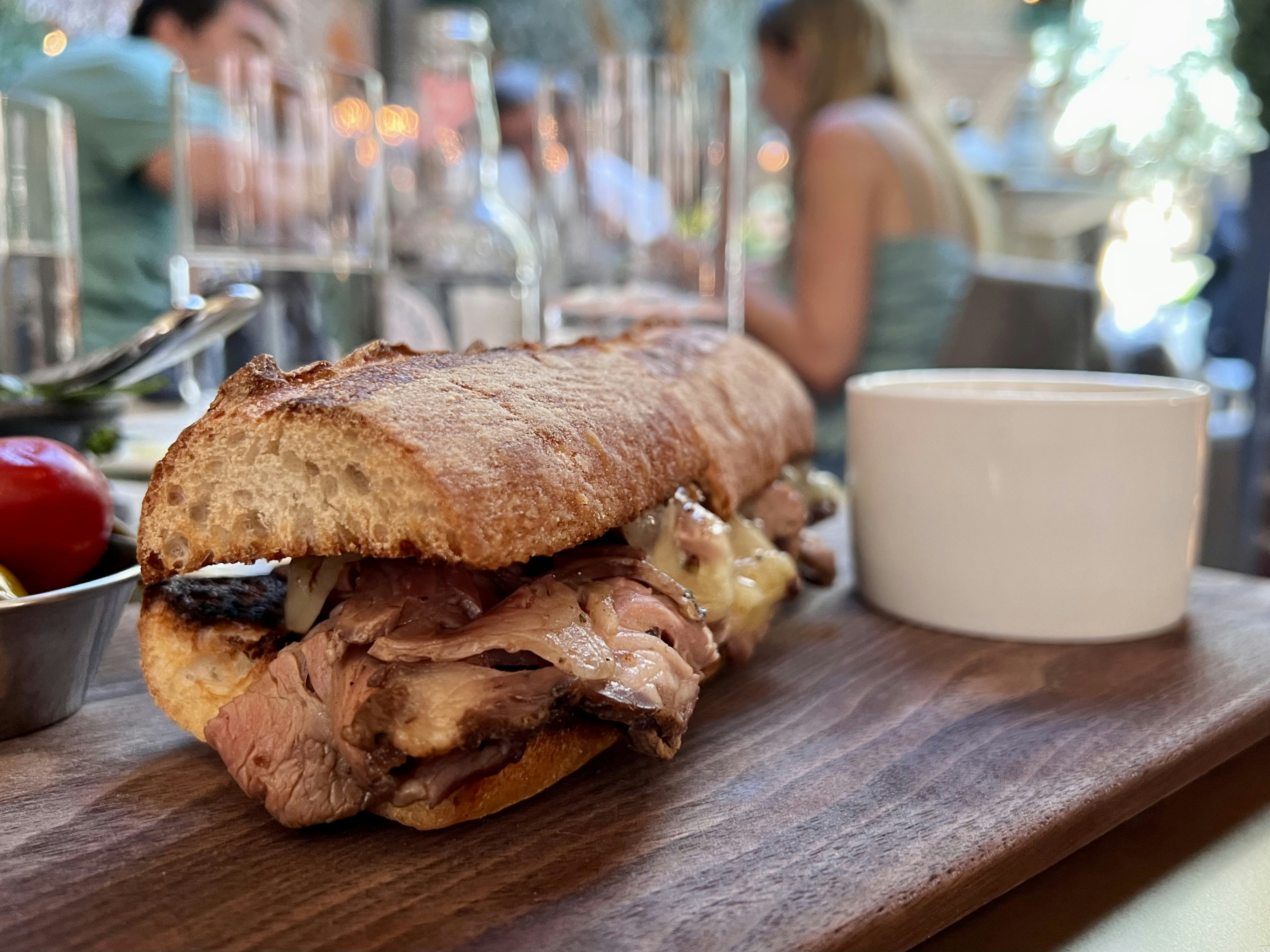 Roast meat roll on a wooden table