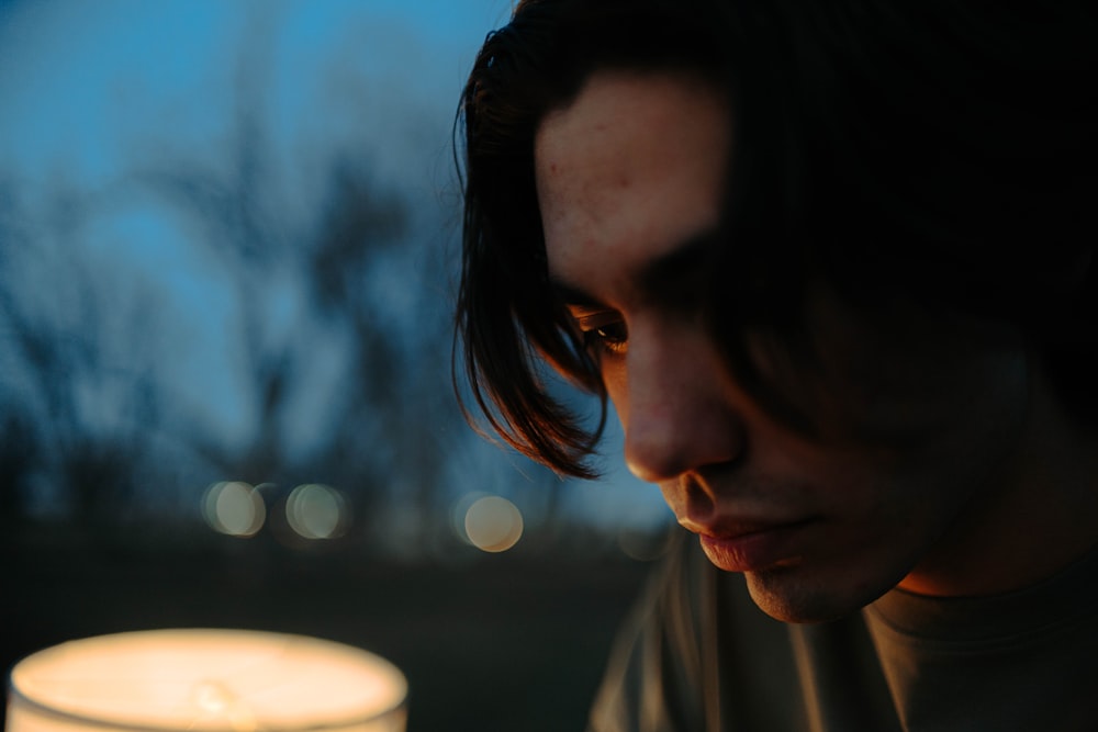 a person looking at a bowl