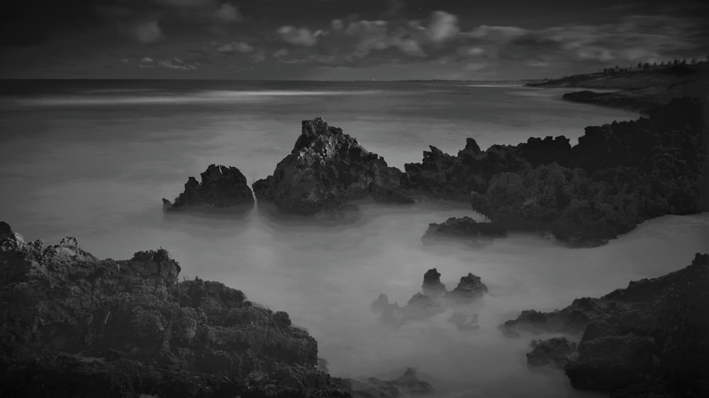 a foggy view of a mountain range