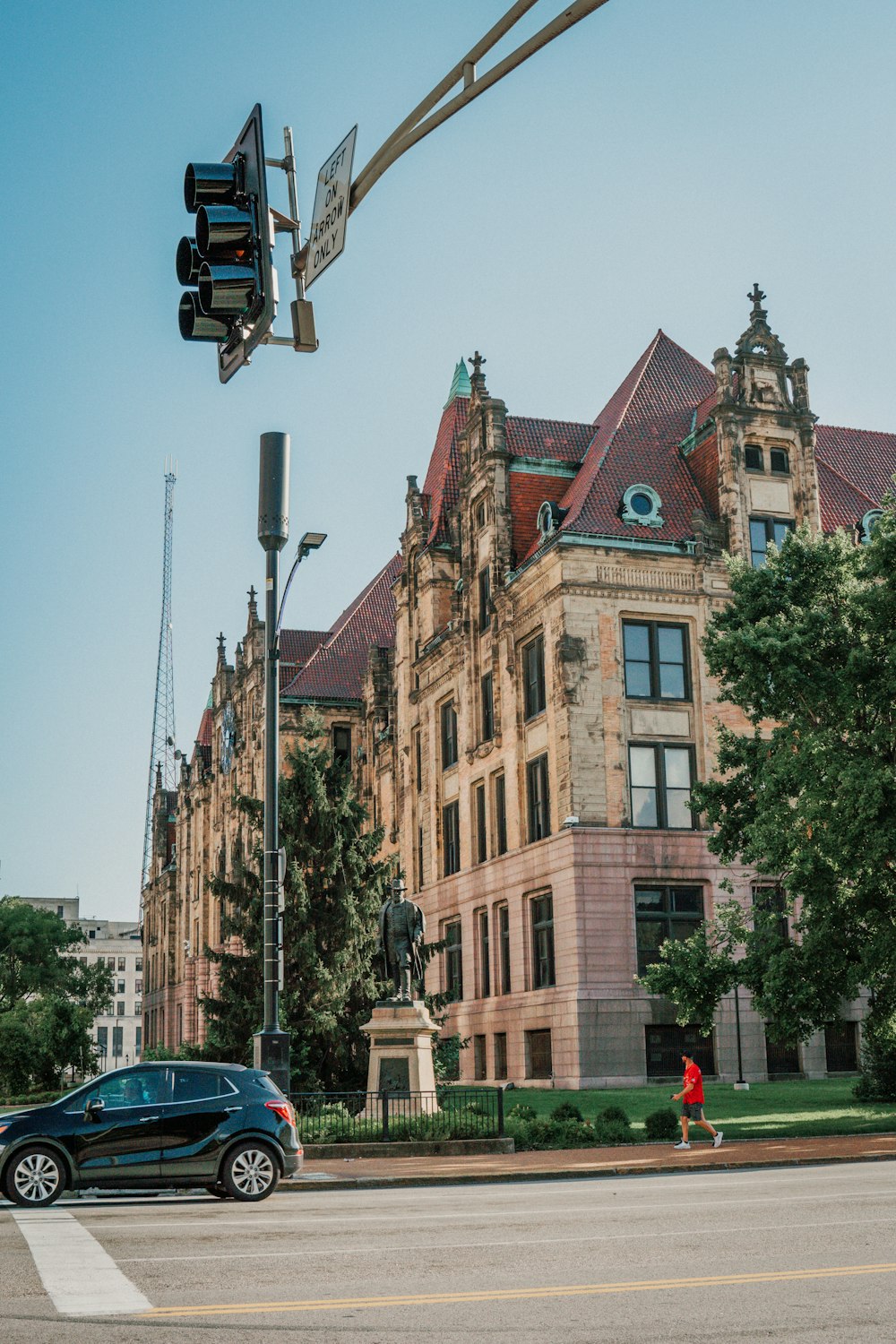 a crane lifting a building