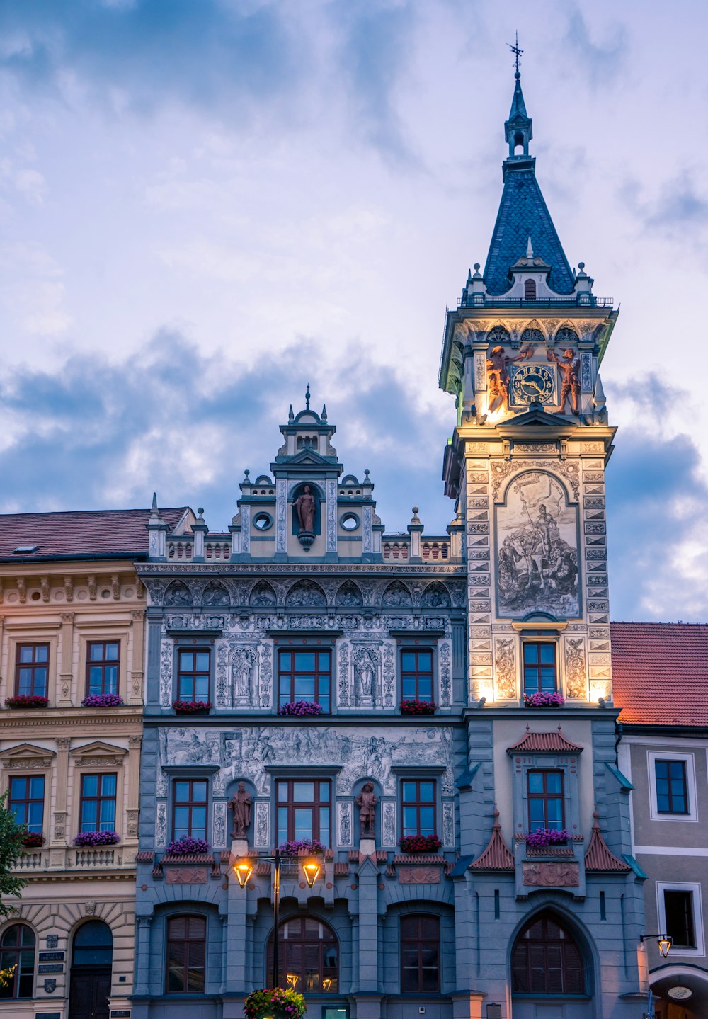 a large building with a tower