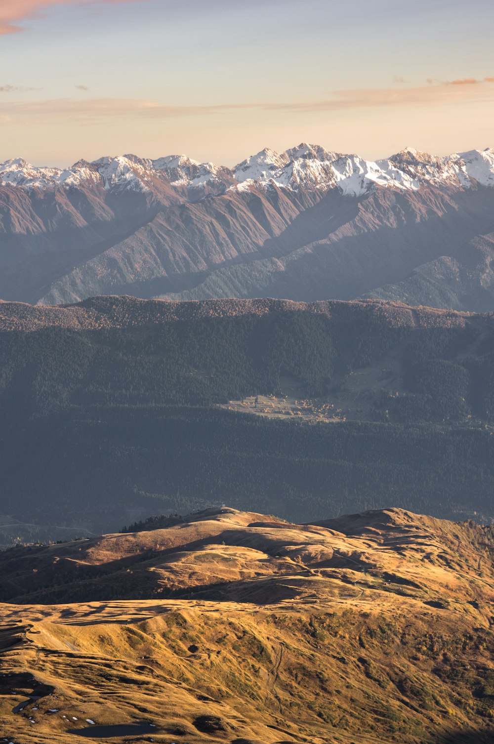 a mountain range with snow