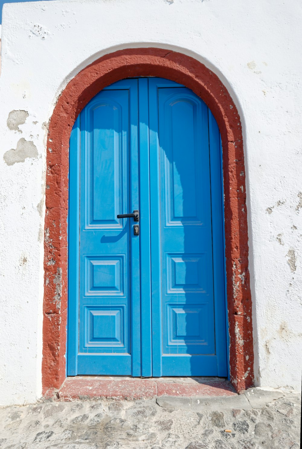 a blue door on a building