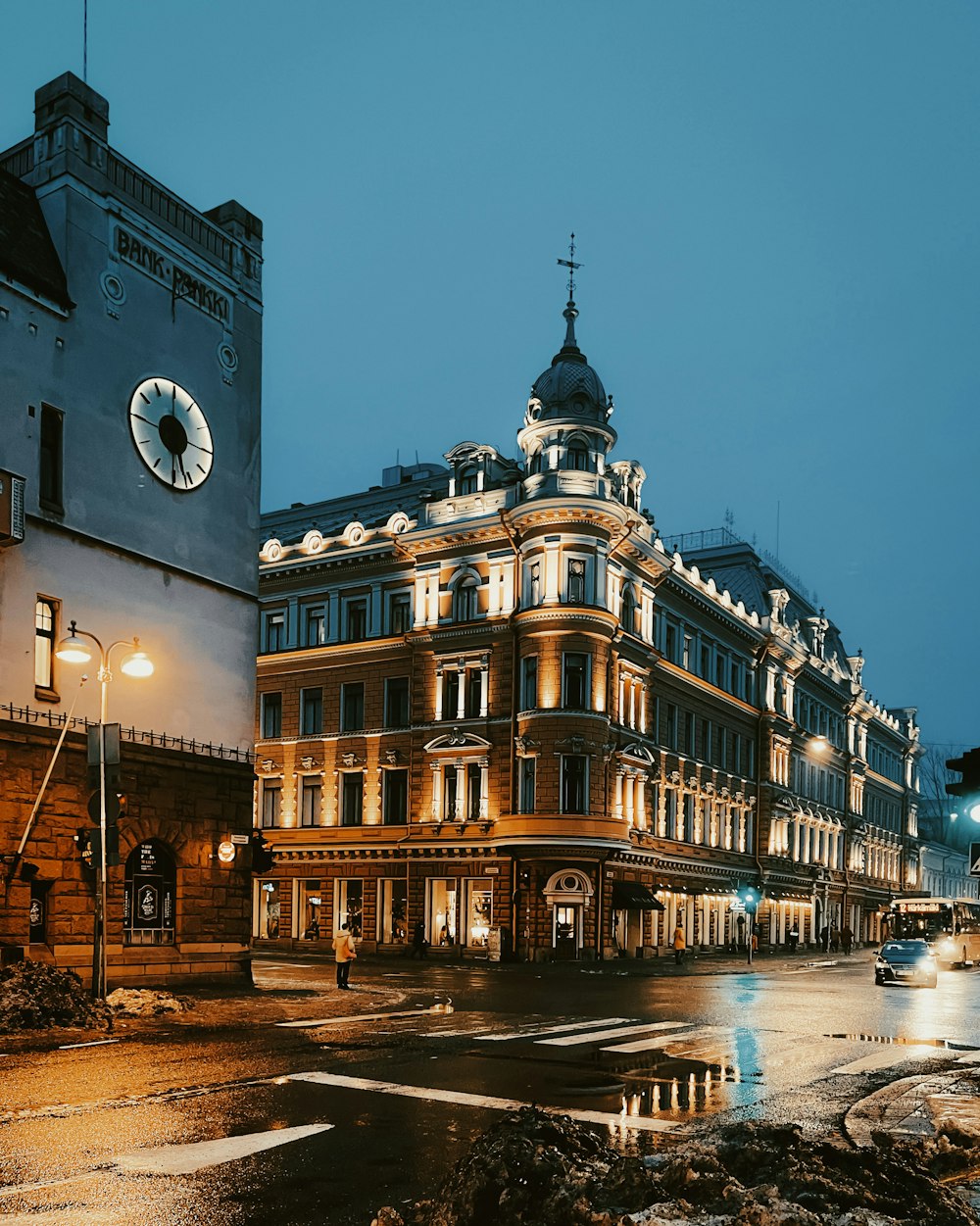 a large building with a clock on it