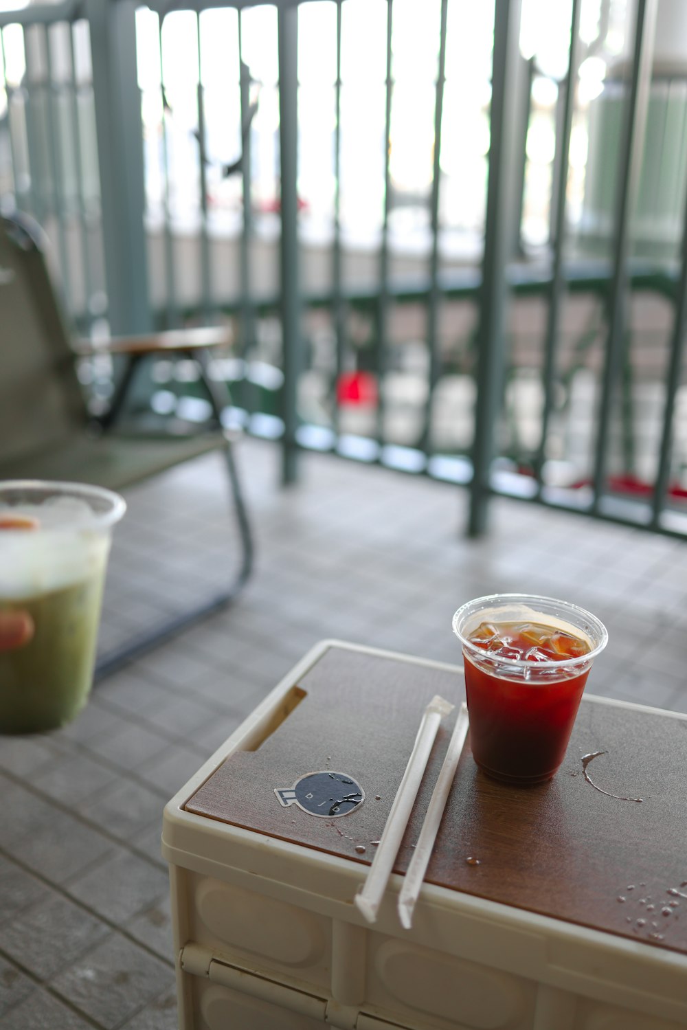 a table with drinks on it