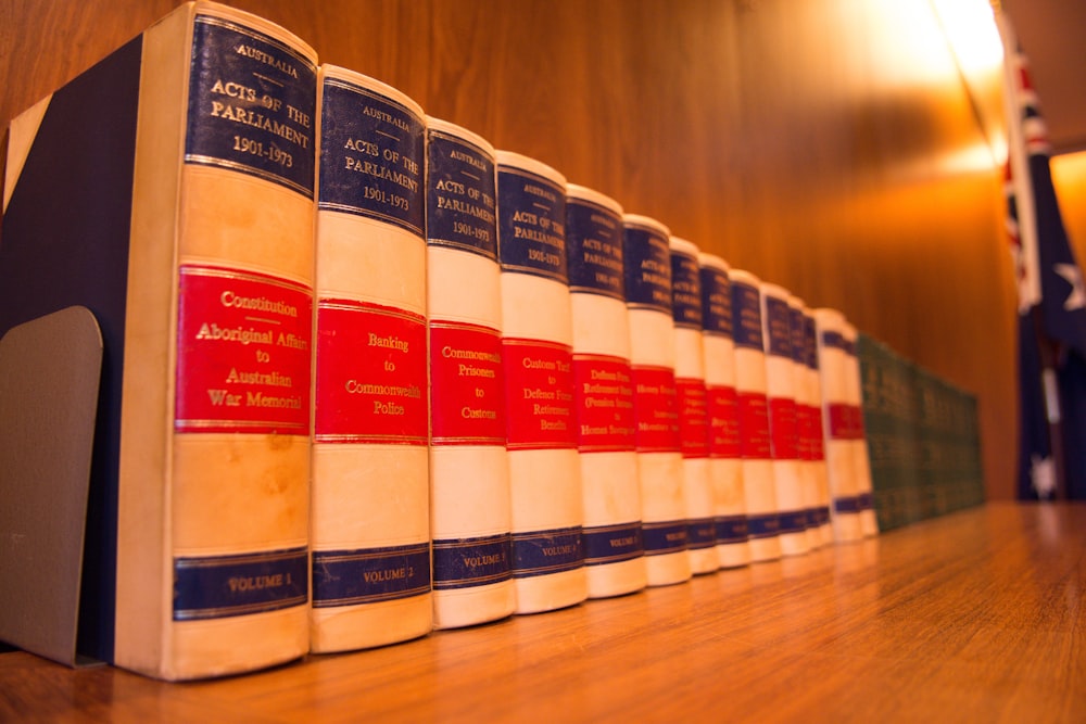 a row of books on a table