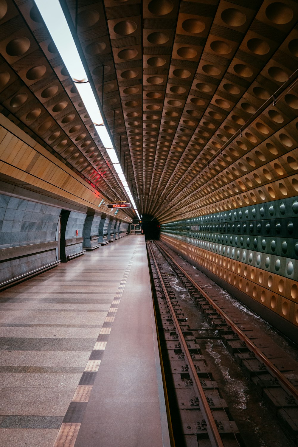 a train station with a train