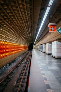 a train station with a train