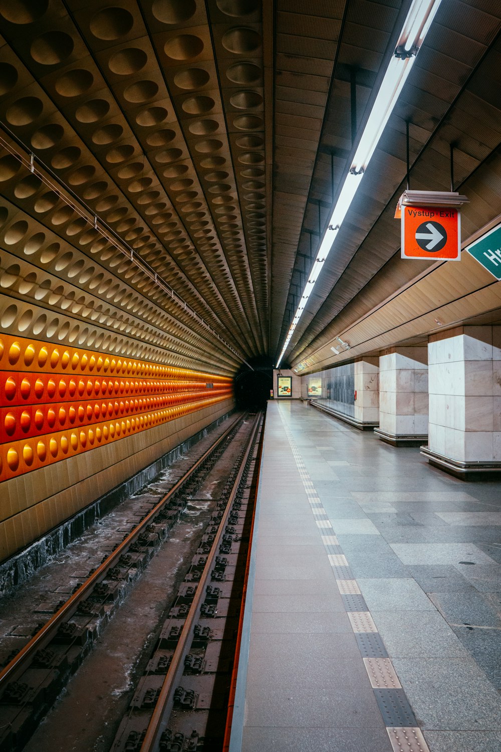 a train station with a train