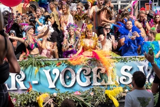 a group of people holding a banner