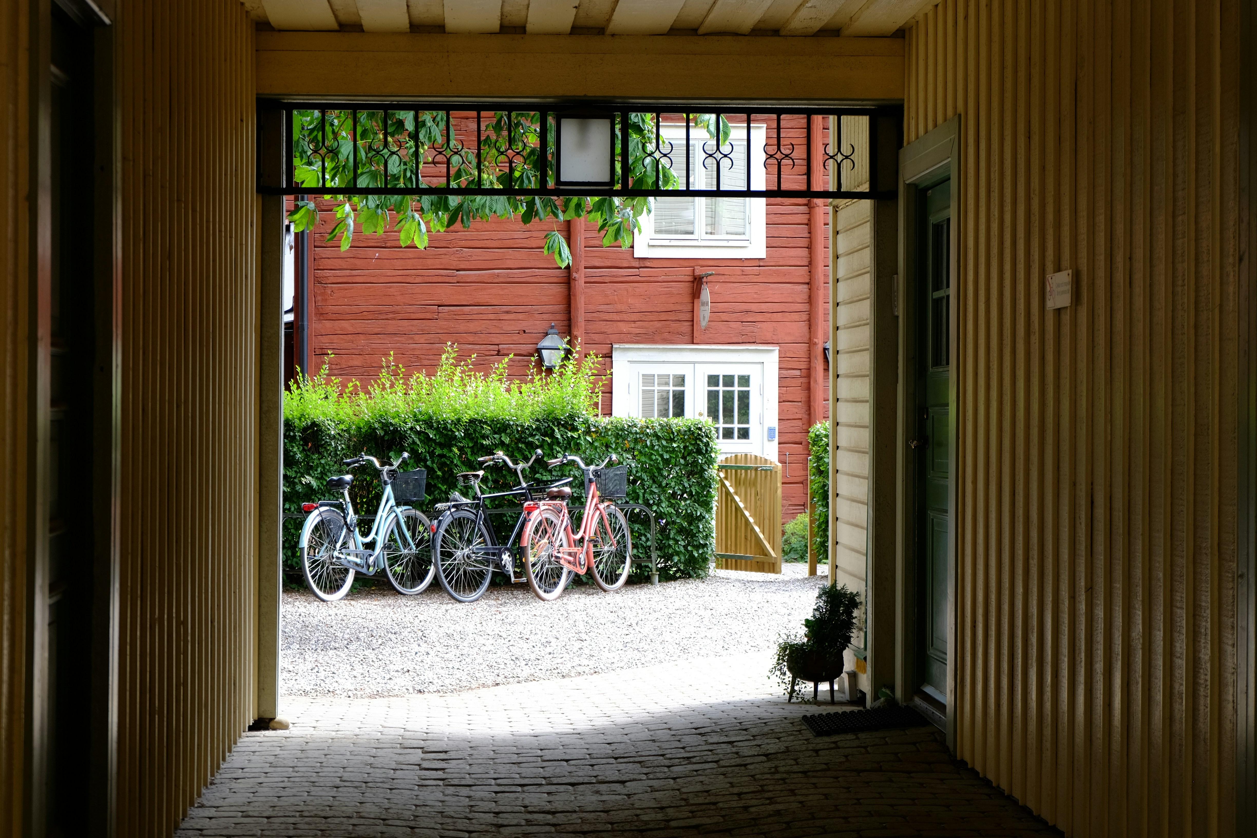 a group of bicycles parked outside a building