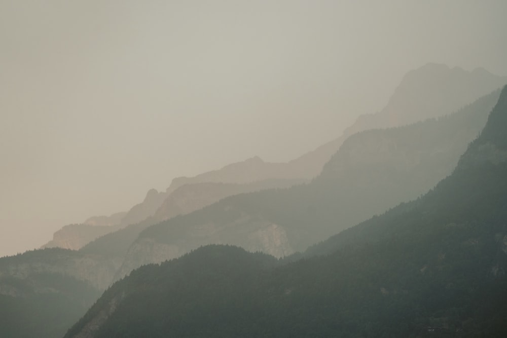 a mountain with fog