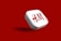 A red and white 3D button with the letters 'H & M' prominently displayed against a vibrant red background.