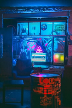 a bar with a large screen
