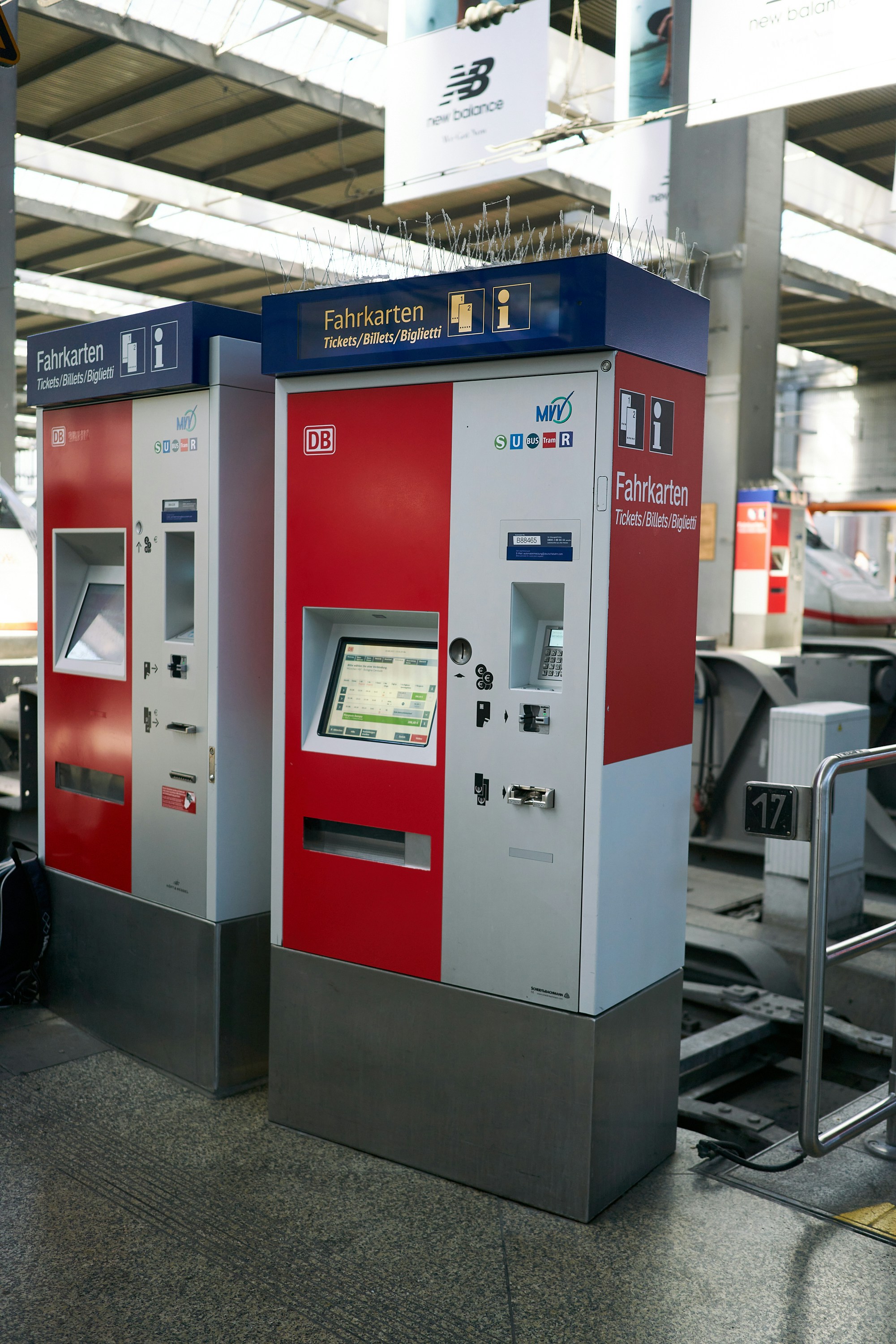 Ticket vending machines at the railway station Hauptbahnhof. Fahrkarten