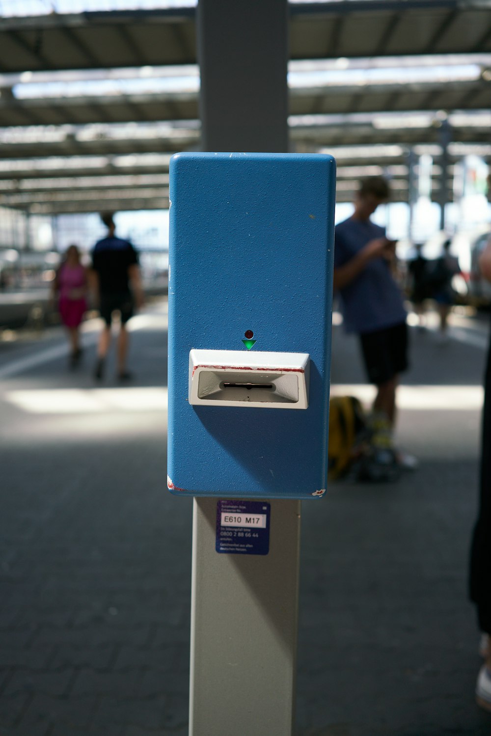 a blue and white box