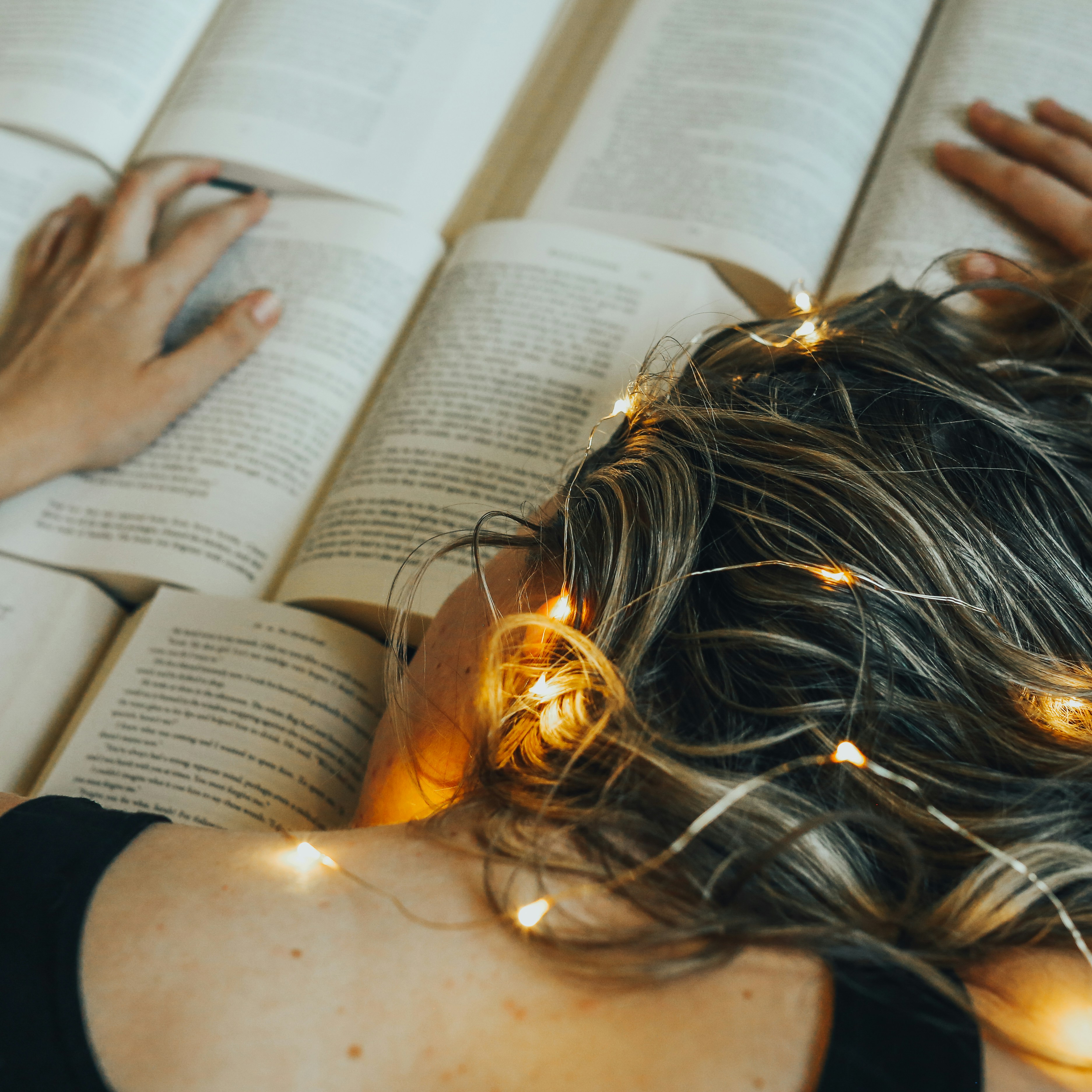 a woman reading a book