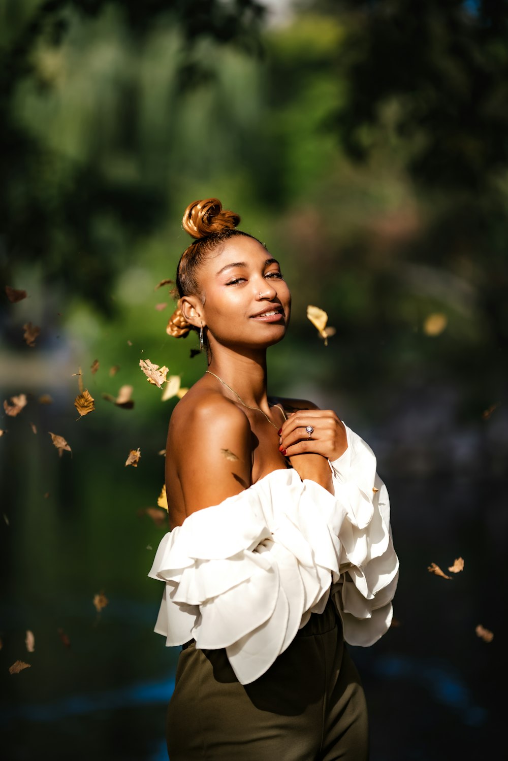 a person with a flower crown