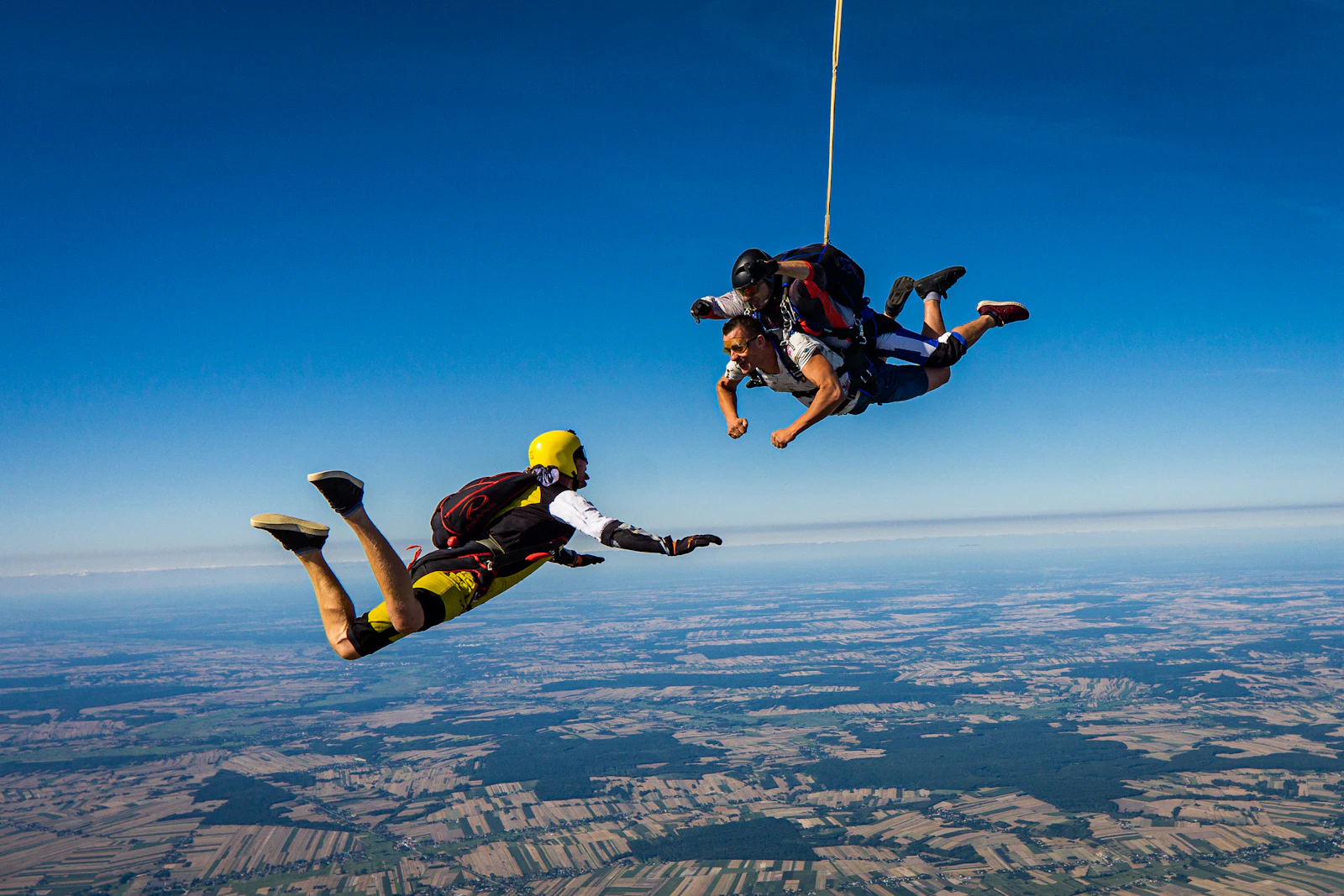Tandem skydivers in freefall